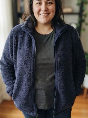 ZeroXposur Women's Navy Teddy Fleece Zip Jacket size 2X